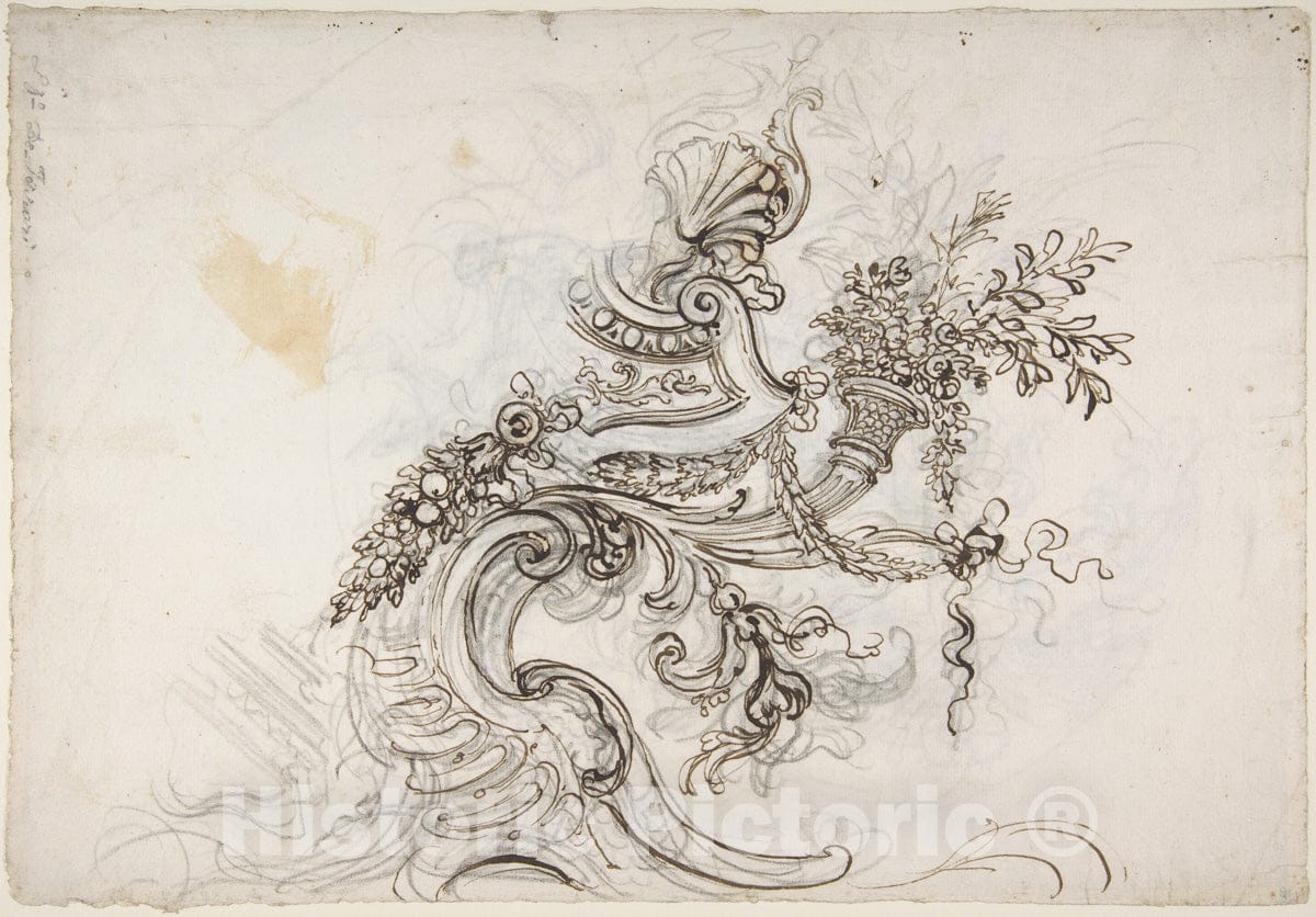 Art Print : Lorenzo de' Ferrari - Design for a Ceiling Decoration (Recto)
