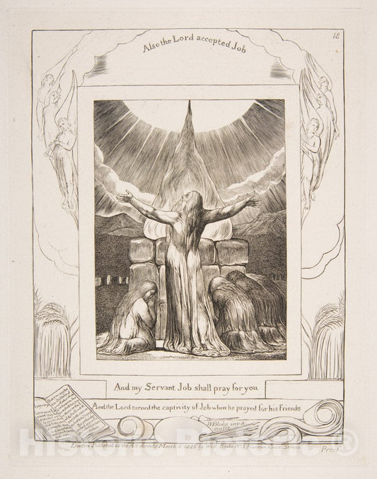 Art Print : William Blake - Job's Sacrifice, from Illustrations of The Book of Job : Vintage Wall Art