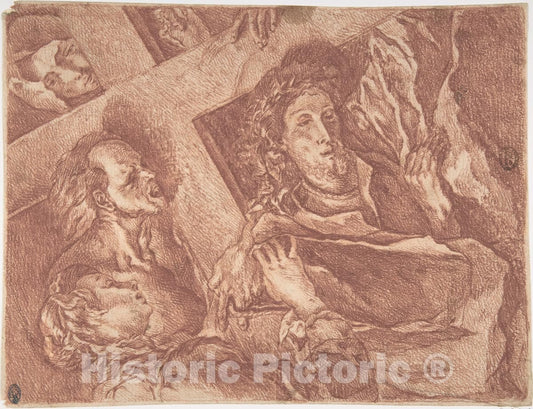 Art Print : French, 18th Century - Christ Carrying The Cross : Vintage Wall Art