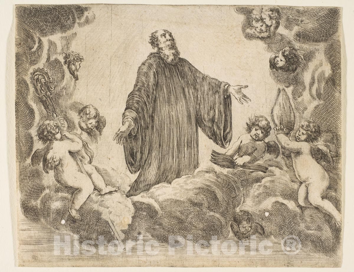 Art Print : Etched by Stefano Della Bella - St. Anthony, Archbishop of Florence : Vintage Wall Art