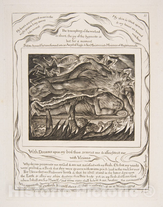 Art Print : William Blake - Job's Evil Dreams, from Illustrations of The Book of Job : Vintage Wall Art