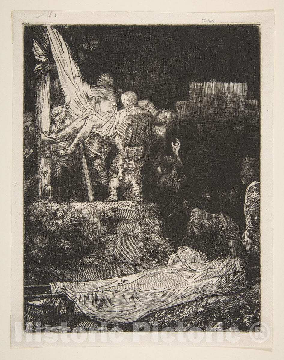 Art Print : Rembrandt (Rembrandt Van Rijn) - Descent from The Cross by Torchlight : Vintage Wall Art