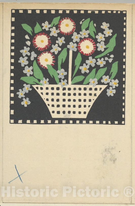 Art Print : Leopoldine Kolbe - Basket of Flowers 1 : Vintage Wall Art