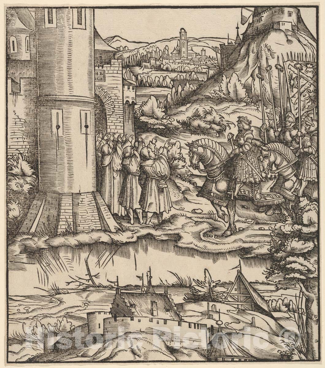 Art Print : Hans Burgkmair - The Surrender of The Venetian Townships, from Der Weisskunig : Vintage Wall Art