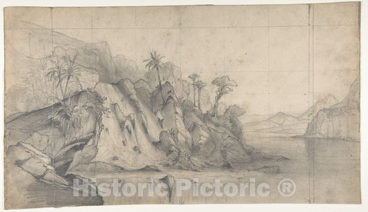 Art Print : Eugène Cicéri - Design for a Stage Set at The Opéra, Paris (Recto); Design for a Doorway (Verso) : Vintage Wall Art