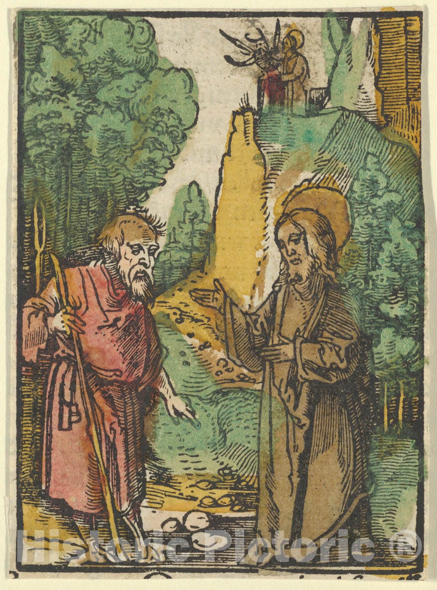 Art Print : Hans Schäufelein - The Temptation of Christ, from Das Plenarium : Vintage Wall Art