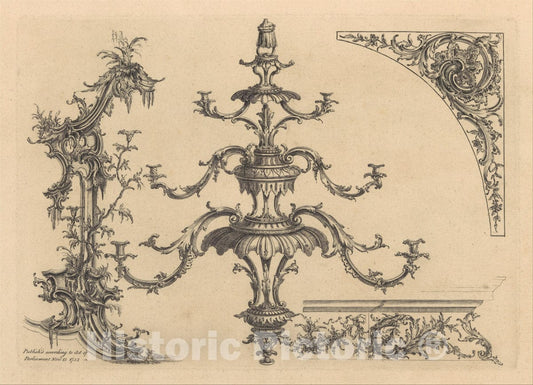 Art Print : 12 Plates from 'A New Book of Ornaments' - Artist: Henry Copland - 1752 : Vintage Wall Décor