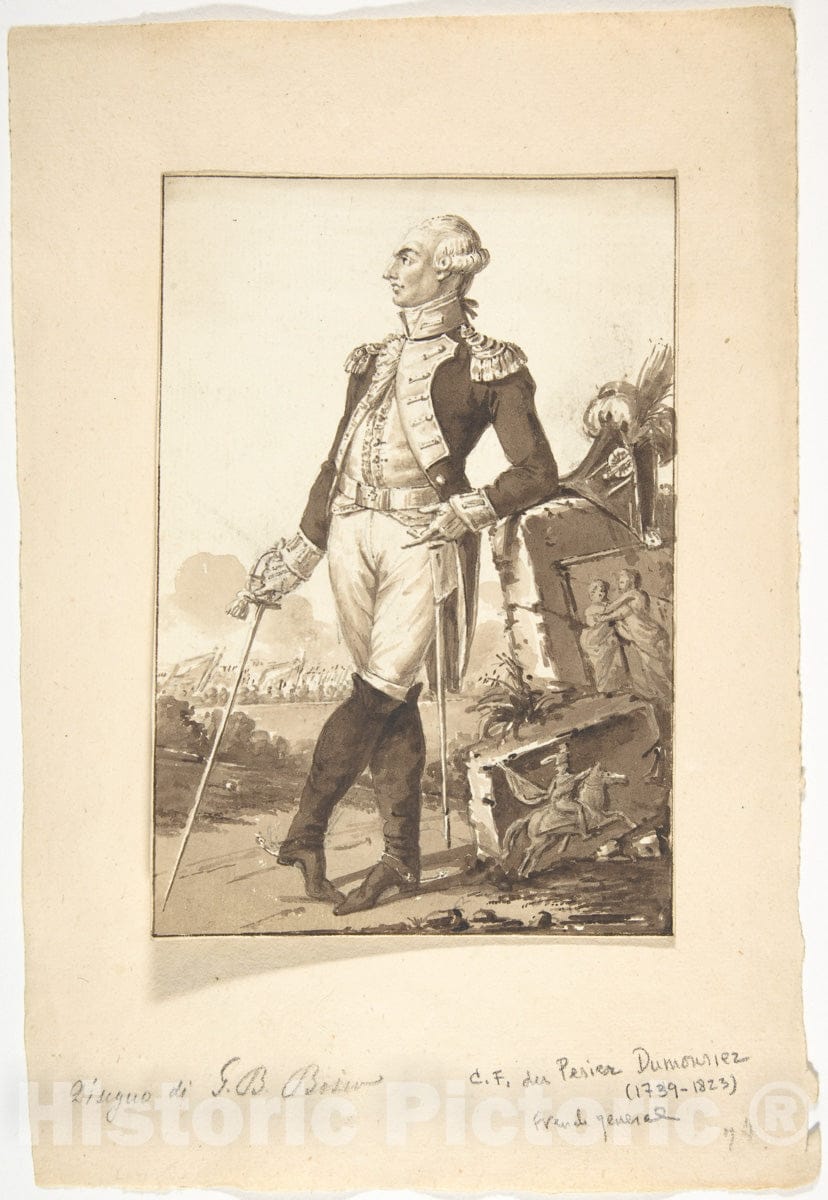 Art Print : Jean-Baptiste-François Bosio - Portrait of C.-F. du Perier Dumouriez : Vintage Wall Art