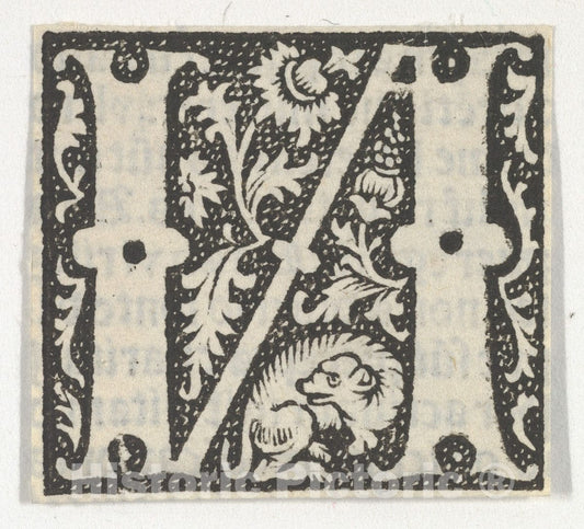 Art Print : Anonymous, French, 15th Century - Decorated Roman Alphabet 2 : Vintage Wall Art