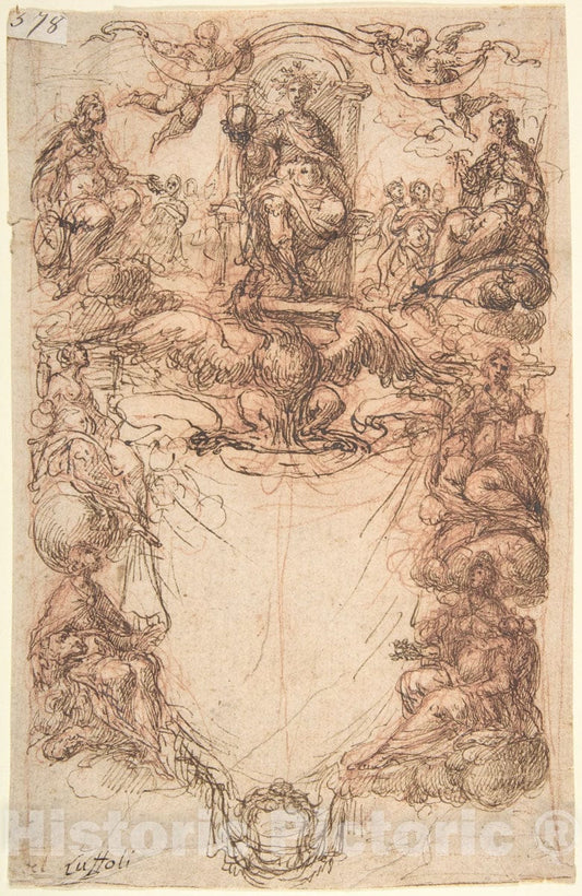 Art Print : Giovanni Maria Luffoli (Laffoli) - Design for a Title Page : Vintage Wall Art