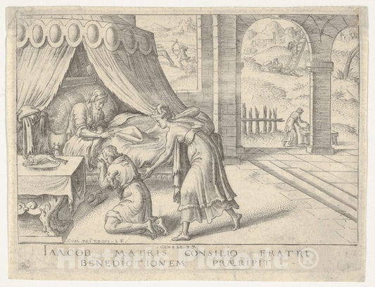 Art Print : Étienne Delaune - Isaac Blessing Jacob : Vintage Wall Art