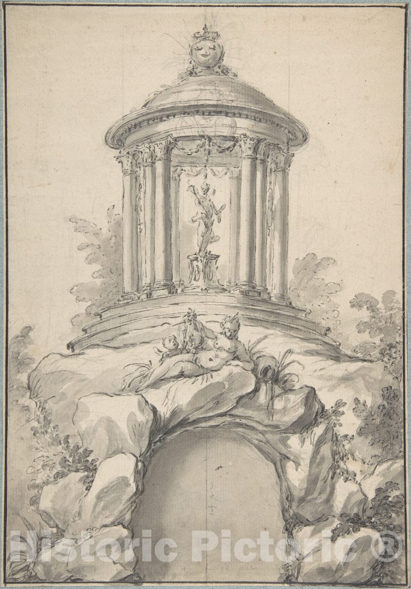 Art Print : Guillaume Thomas Raphaël Taraval - Design for Festival Architecture for an Entry into Paris for The King of Sweden, Frederick I of Hesse 2 : Vintage Wall Art