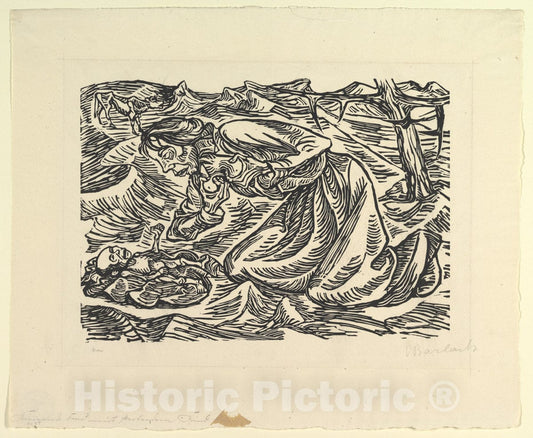 Art Print : Ernst Barlach - Kneeling Women with Dead Child (Kniende Frau mit Sterbendem Kind) : Vintage Wall Art
