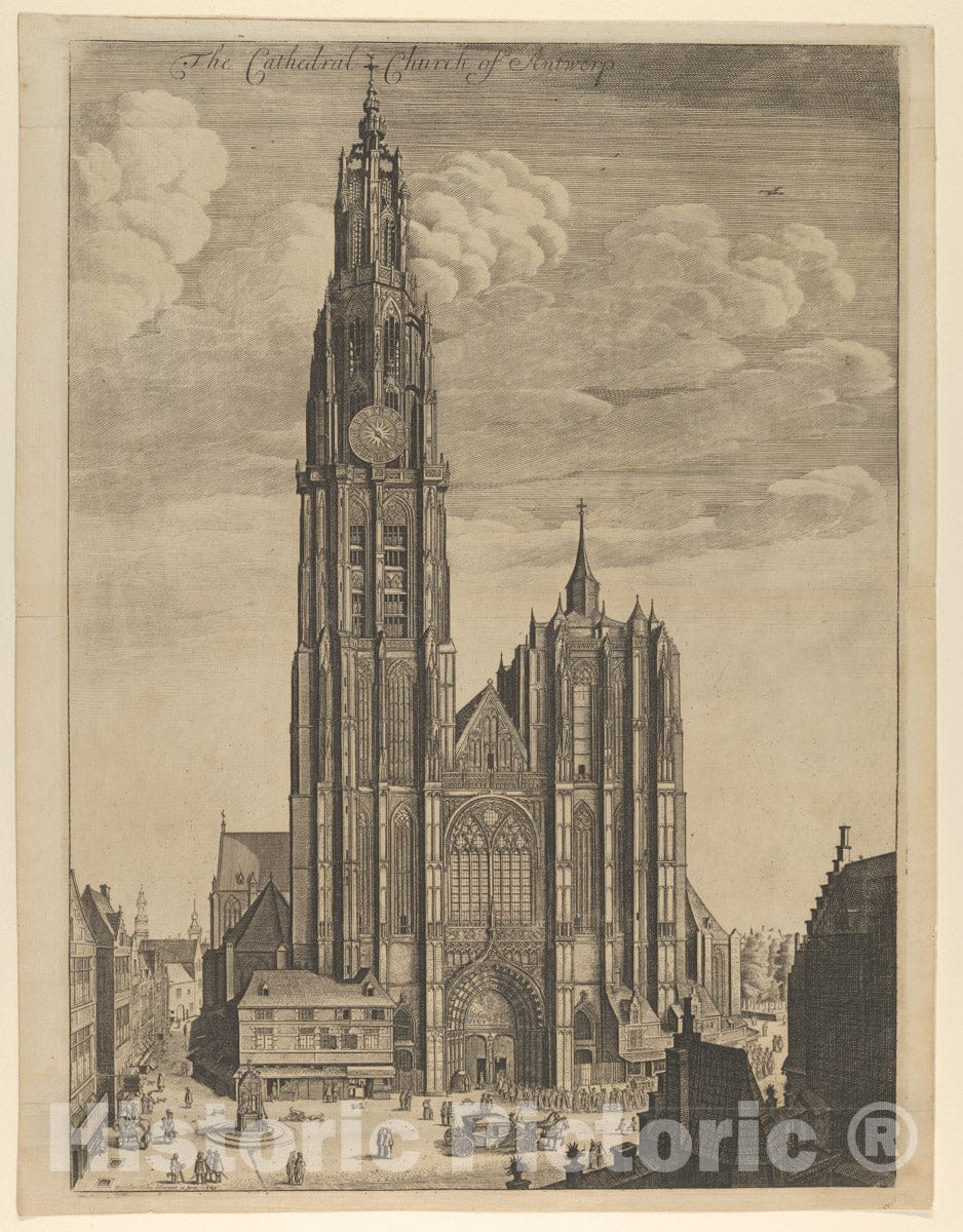 Art Print : Wenceslaus Hollar - Antwerp Cathedral (Prospectvs Tvrris Ecclesiæ Cathedralis) - 435322 : Vintage Wall Art