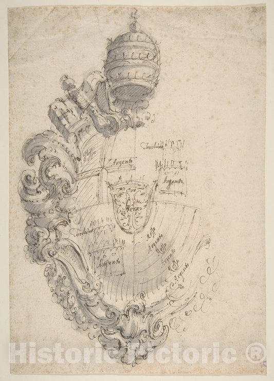 Art Print : Giovanni Battista Piranesi - Coat of Arms of Clement XIII (Rezzonico) : Vintage Wall Art