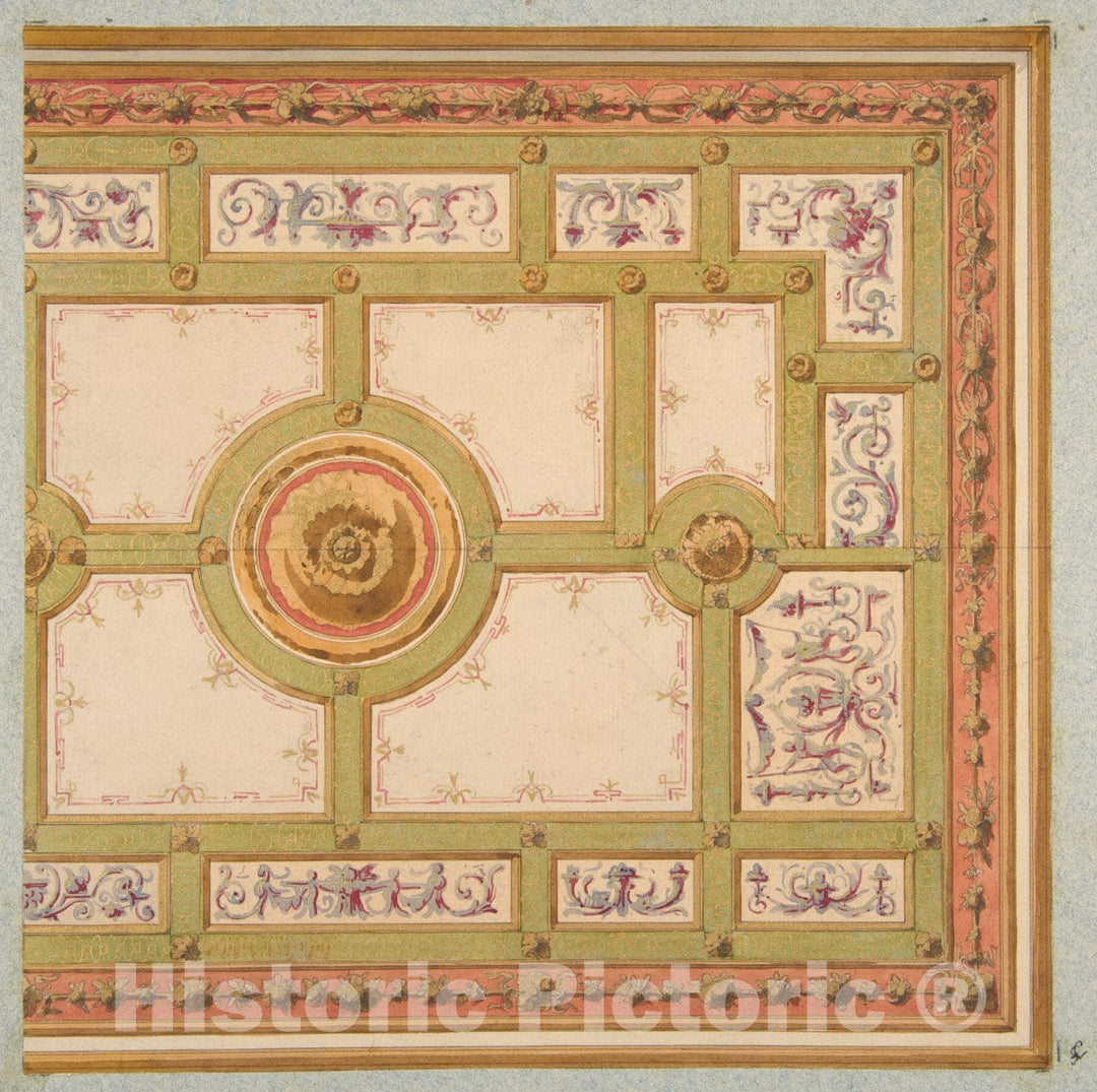Art Print : Jules-Edmond-Charles Lachaise - Alternative Designs for The Painted Decoration of a Ceiling : Vintage Wall Art