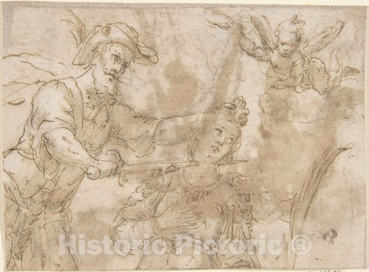 Art Print : Spanish, School of Seville, 17th Century - Decapitation of a Female Martyr (Saint Catherine of Alexandria?) : Vintage Wall Art
