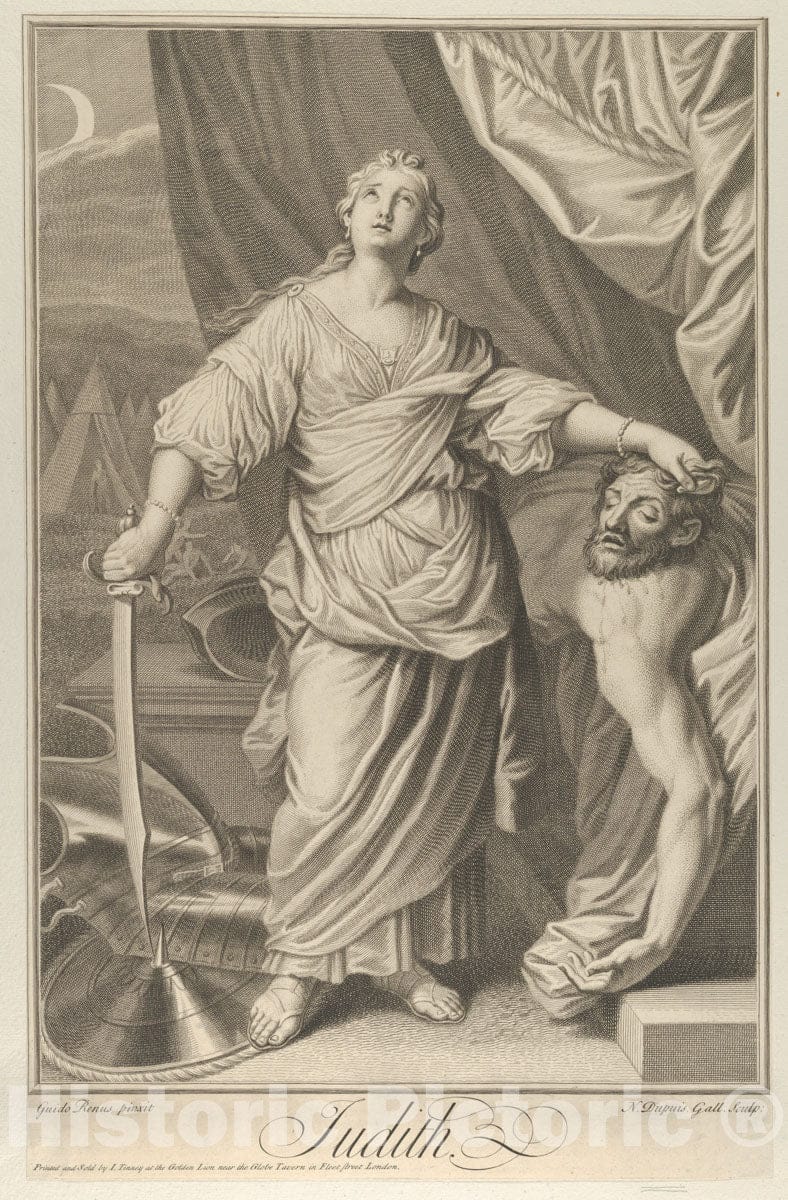 Art Print : Judith Standing and Looking up - Artist: Guido Reni - Created: c1718 : Vintage Wall Art