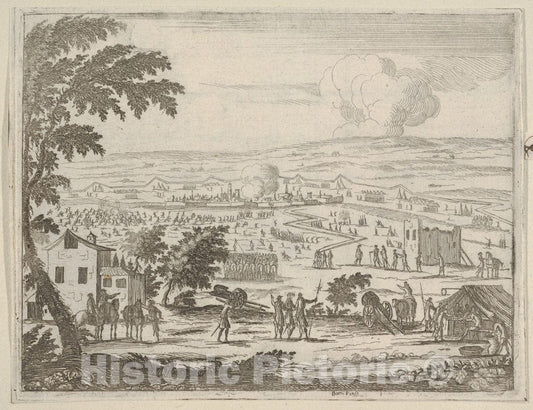 Art Print : Francesco I d'Este Suffers the Mortal Blow of a Bullet While Under Pavia and Retreats into his Own Quarters - Artist: Bartolomeo Fenice (Fenis) - 1659 : Vintage Wall Art
