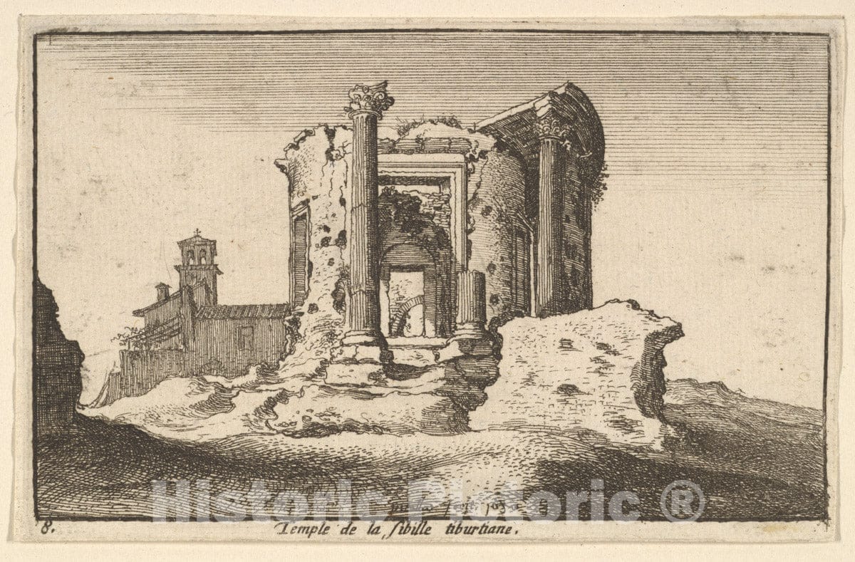 Art Print : Wenceslaus Hollar - Temple of The Tiburtine Sybil : Vintage Wall Art