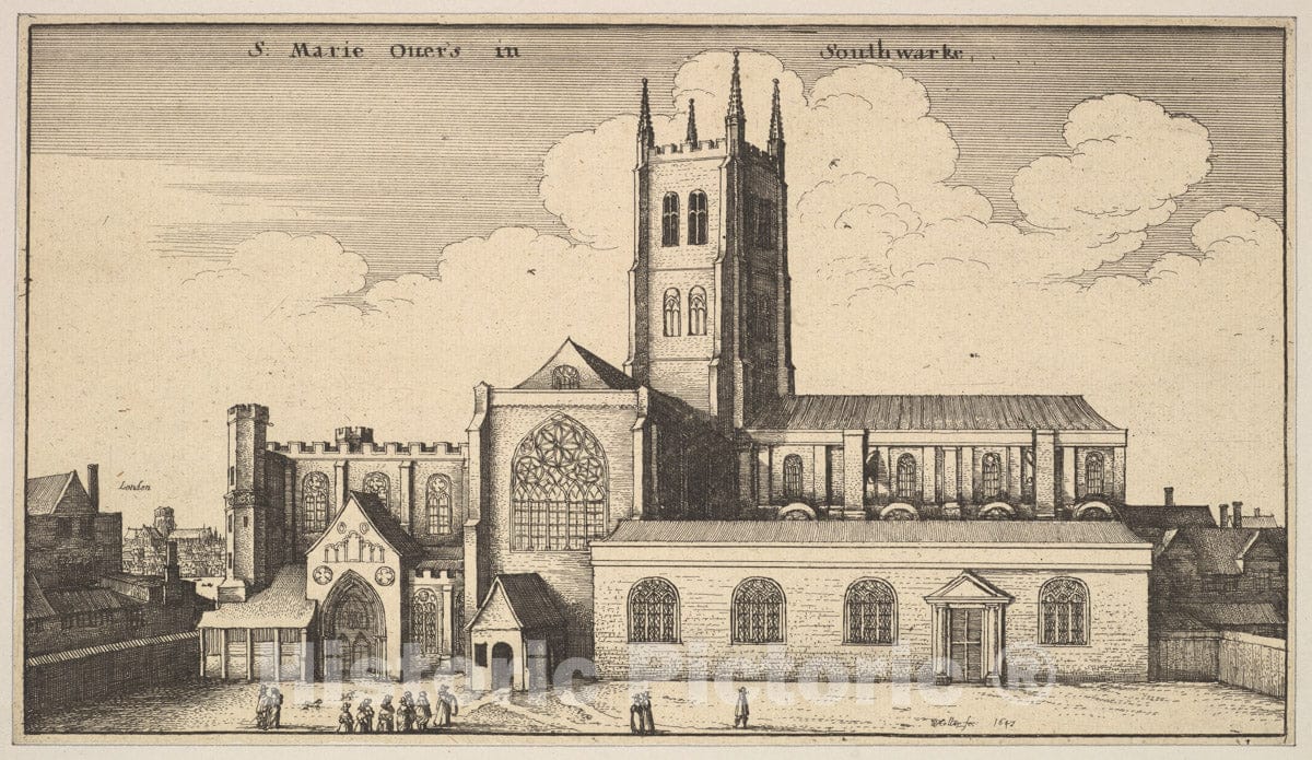 Art Print : Wenceslaus Hollar - S. Marie Overs in Southwarke (St. Mary Overy, Now Southwark Cathedral) : Vintage Wall Art