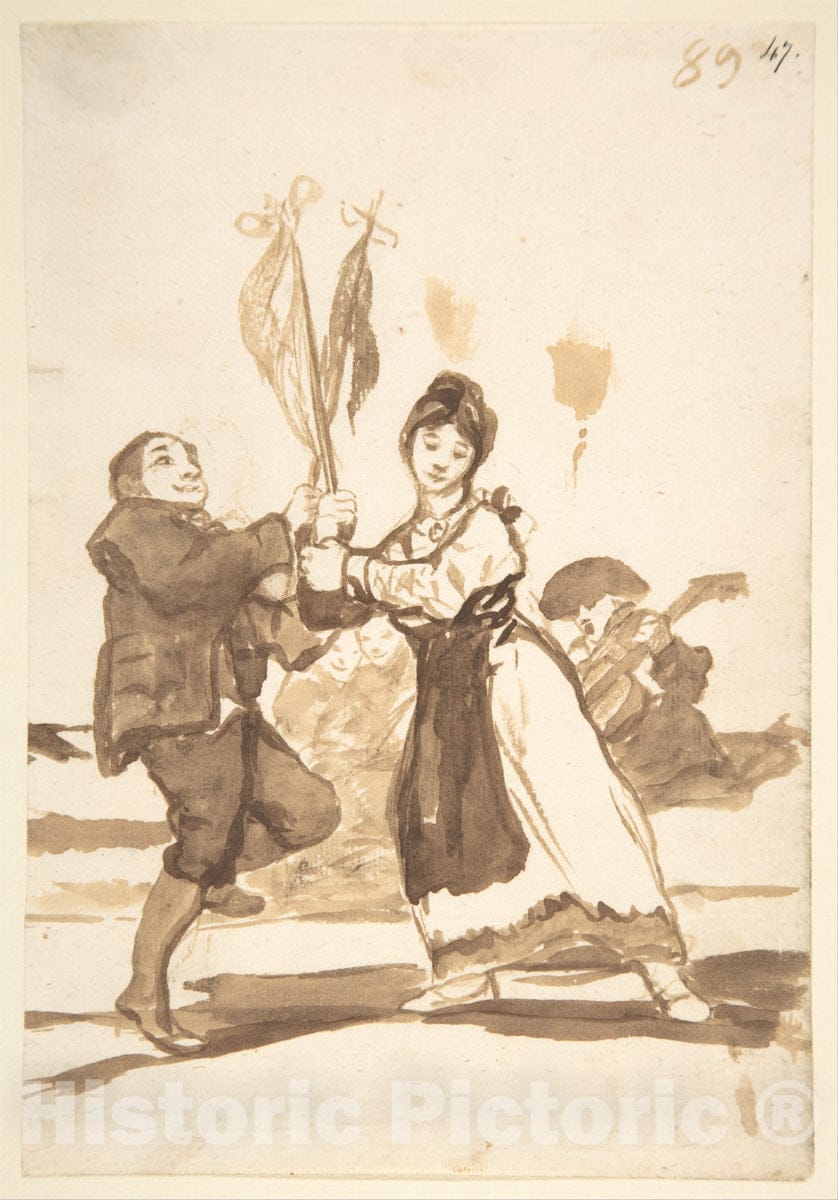 Art Print : Goya - Provincial Dance, from Images of Spain Album (F), 89 : Vintage Wall Art