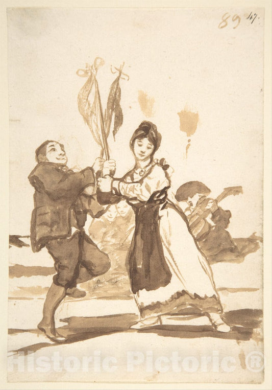 Art Print : Goya - Provincial Dance, from Images of Spain Album (F), 89 : Vintage Wall Art