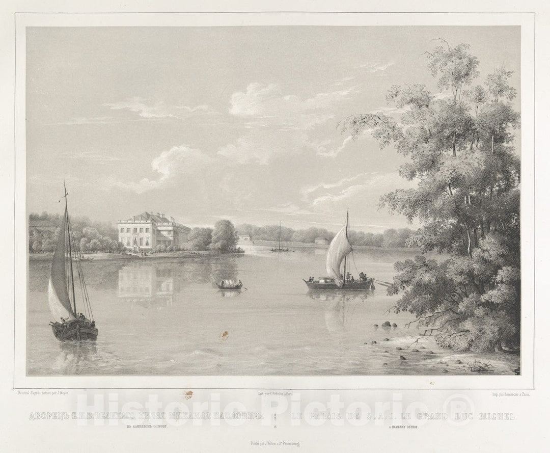 Art Print : Le Palais de S.A.I. Le Prince Grand duc Michel a Hamenny-Ostrof - Artist: C. Schultz - Created: c1850 : Vintage Wall Art