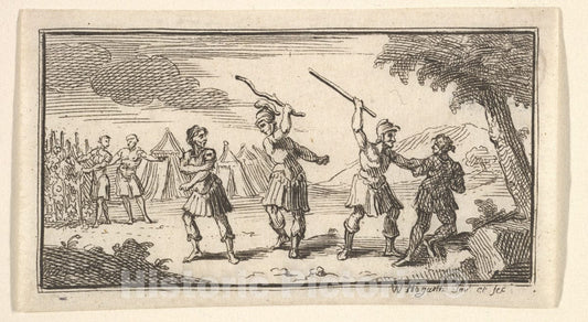 Art Print : William Hogarth - Fustium Admonitio (John Beaver, Roman Military Punishments, 1725) : Vintage Wall Art