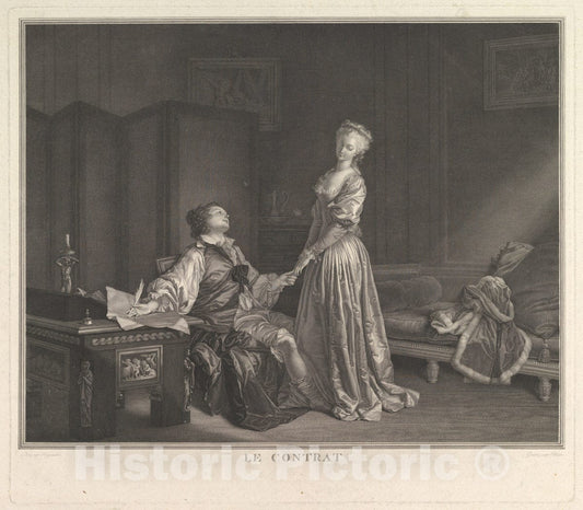 Art Print : Jean Honoré Fragonard - Le Contrat : Vintage Wall Art