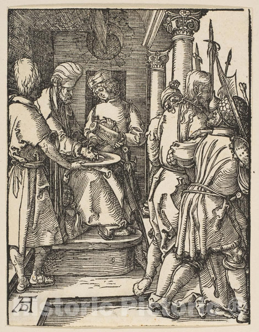 Art Print : Albrecht Dürer - Pilate Washing His Hands, from The Small Passion 1 : Vintage Wall Art