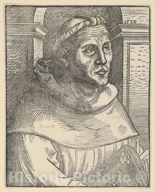 Art Print : Anonymous, German, 16th Century - Copy of Luther as an Augustinian Friar, Half Length : Vintage Wall Art