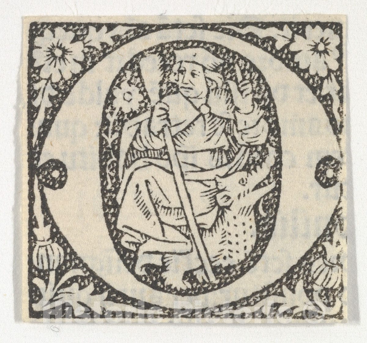 Art Print : Anonymous, French, 15th Century - Decorated Roman Alphabet - 435442 : Vintage Wall Art