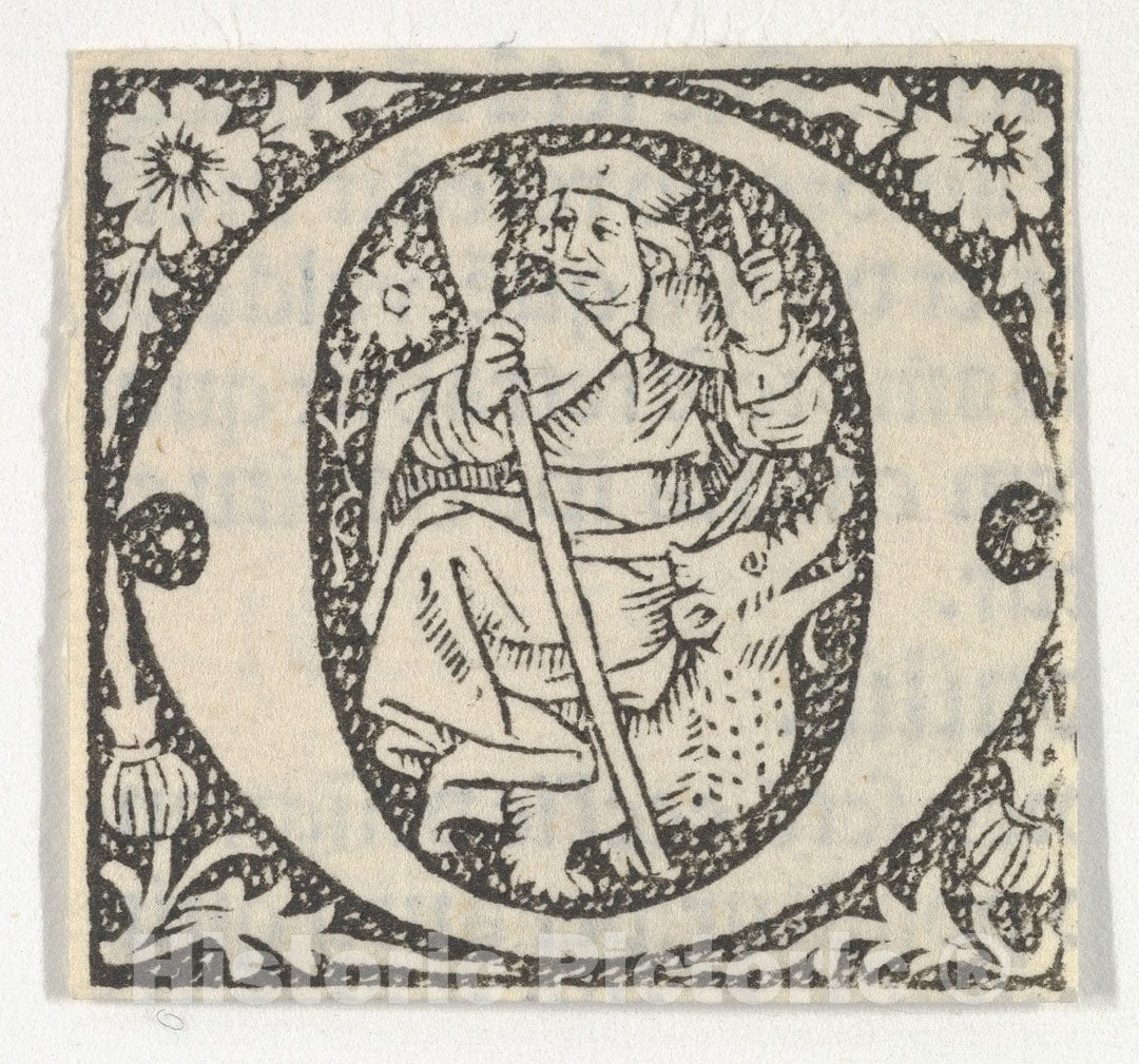 Art Print : Anonymous, French, 15th Century - Decorated Roman Alphabet - 435442 : Vintage Wall Art