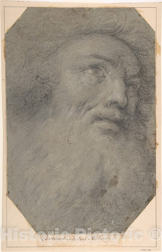 Art Print : Bartolomeo Schedoni - Head of a Bearded Man, Looking up to The Right : Vintage Wall Art