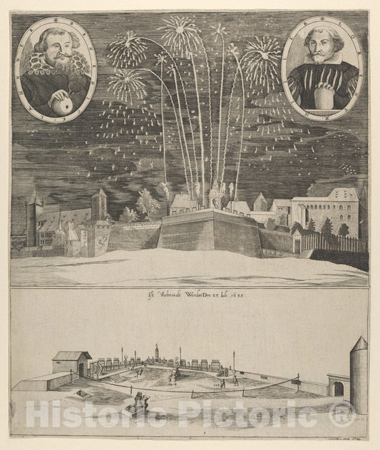 Art Print : Anonymous - Fireworks Display by Lorenz Müller as Proof of his Mastership, Nuremberg 1635 : Vintage Wall Art