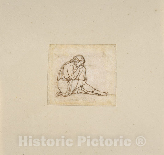 Art Print : Bertel Thorvaldsen - A Seated Youth : Vintage Wall Art