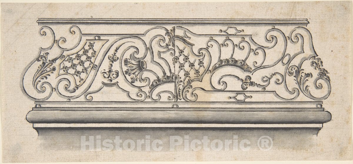 Art Print : Designs for Iron Work Balcony : Vintage Wall Art