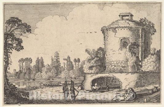 Art Print : Jan Van de Velde II - Landscape with a Round Tower : Vintage Wall Art
