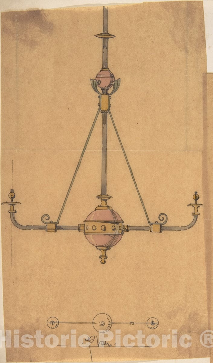 Art Print : Richardson Ellson & Co. - Design for Gas? Lights for a Church 2 : Vintage Wall Art