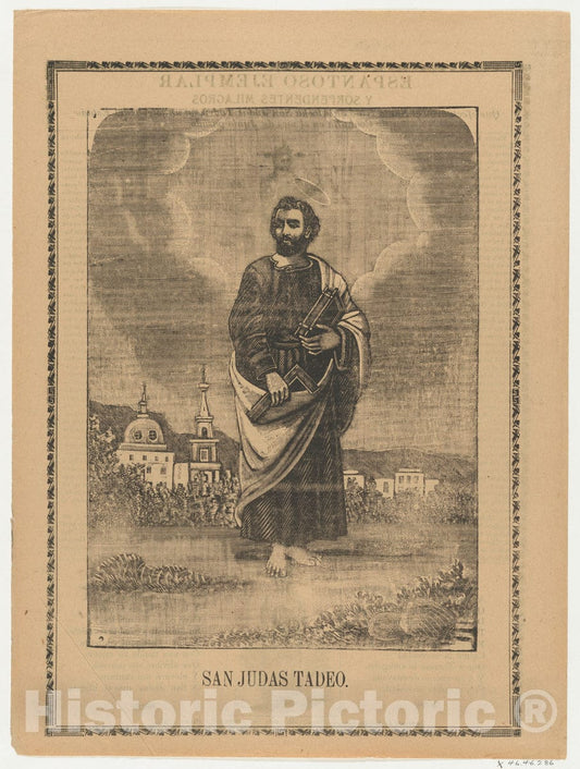 Art Print : Anonymous - Broadsheet Depicting Saint Judas Thaddeus : Vintage Wall Art