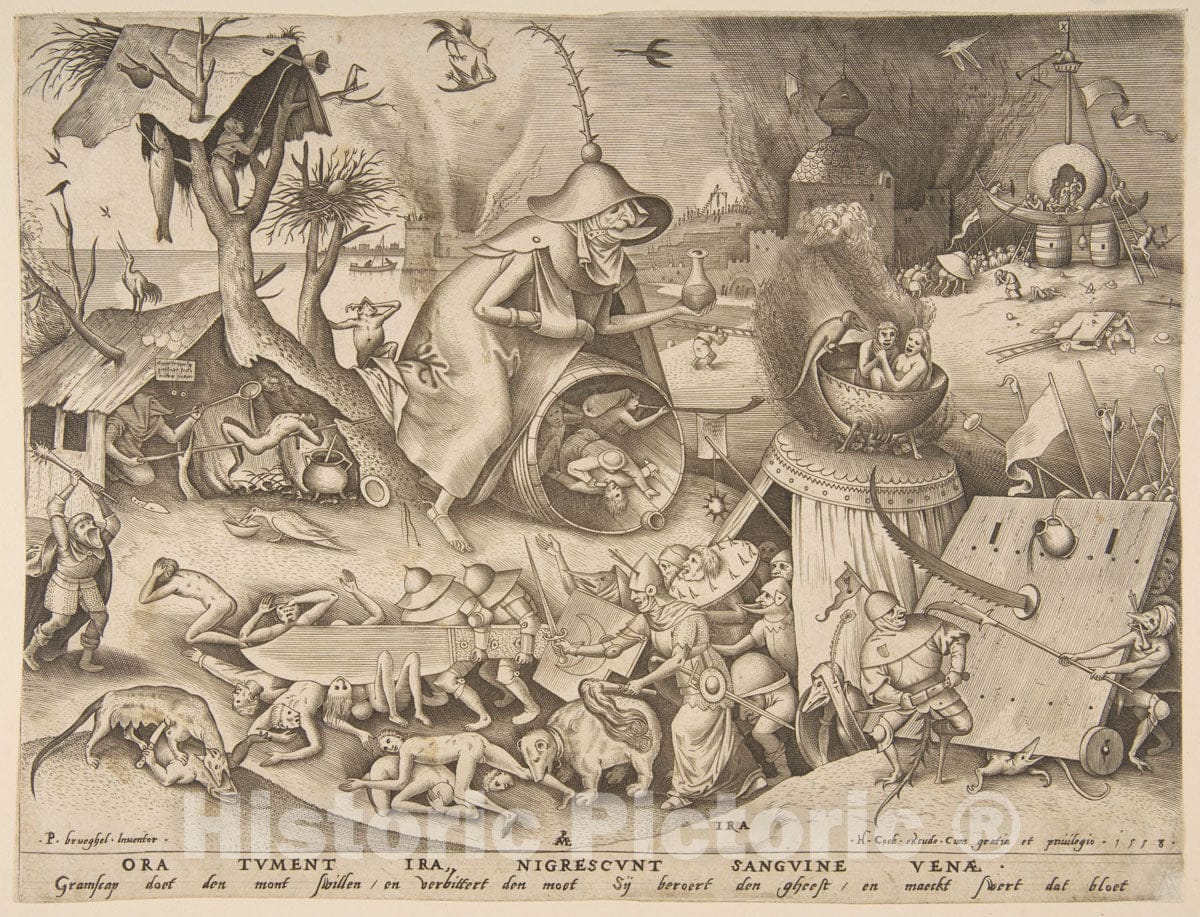 Art Print : Pieter Van der Heyden - Anger (Ira), from The Series The Seven Deadly Sins : Vintage Wall Art