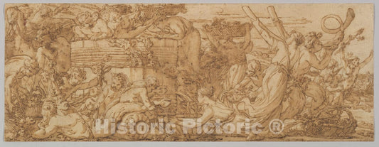 Art Print : Joseph Marie Vien - Bacchanal: Arrival at The Wine Vat : Vintage Wall Art