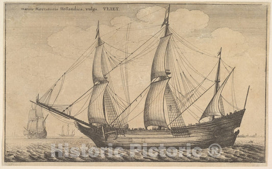 Art Print : Wenceslaus Hollar - Naues Mercantoriæ Hollandicæ, vulgo, Vliet (A Dutch Freighter) : Vintage Wall Art