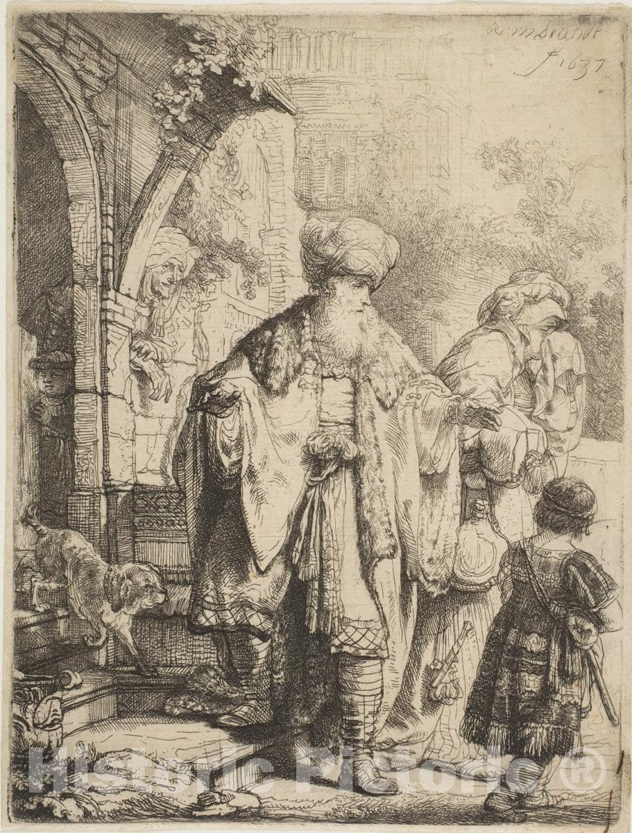 Art Print : Rembrandt (Rembrandt Van Rijn) - Abraham Casting Out Hagar and Ishmael 1 : Vintage Wall Art