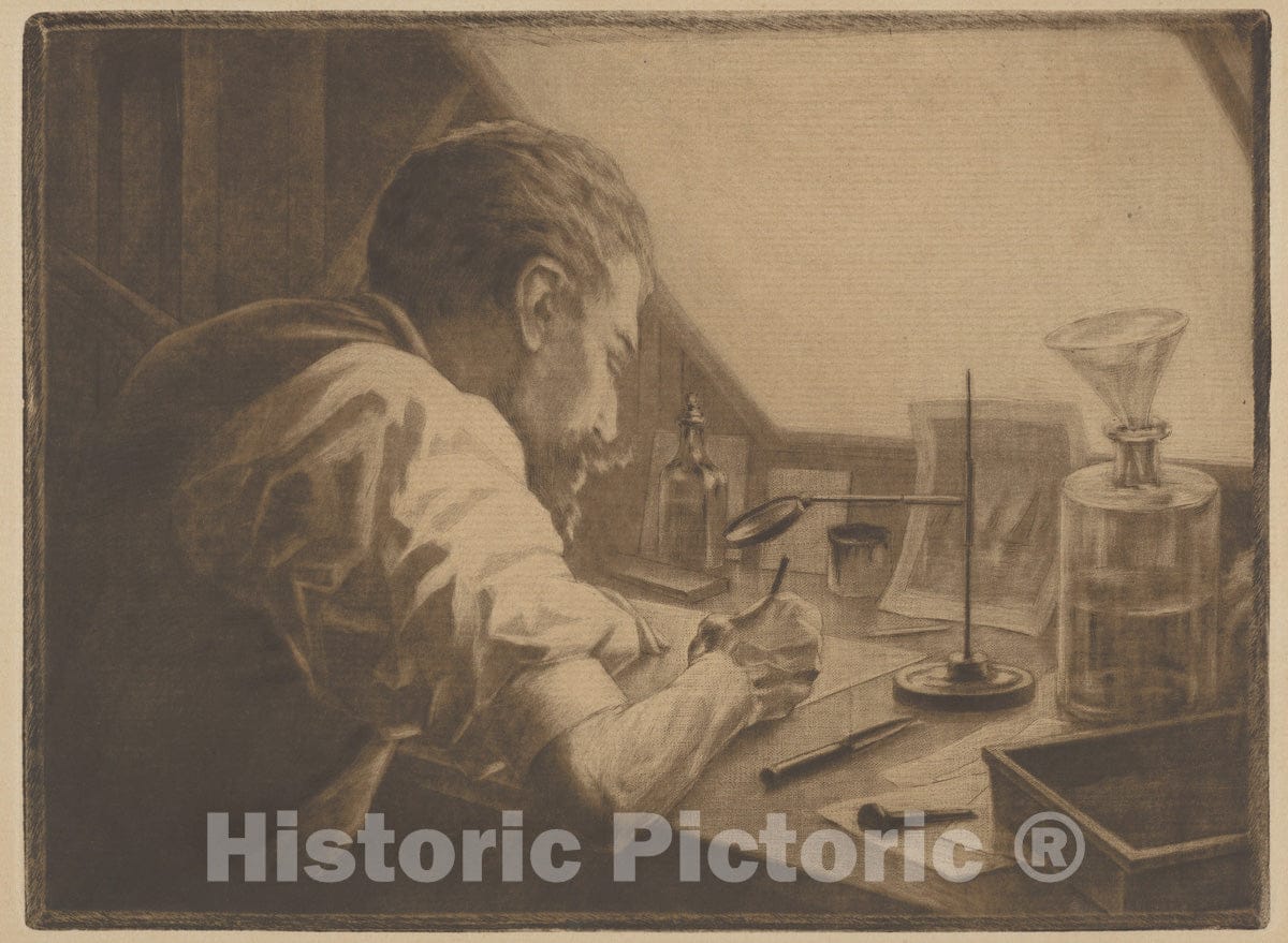 Art Print : Henri-Charles Guérard - Self Portrait : Vintage Wall Art