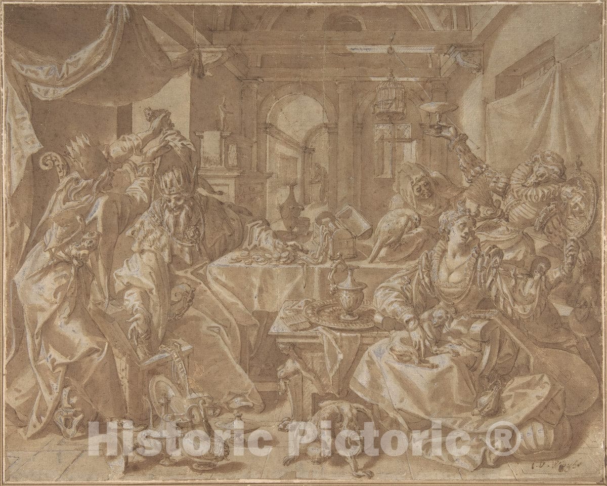 Art Print : Joos Van Winghe - Allegory of Wealth, Lust and Stupidity : Vintage Wall Art