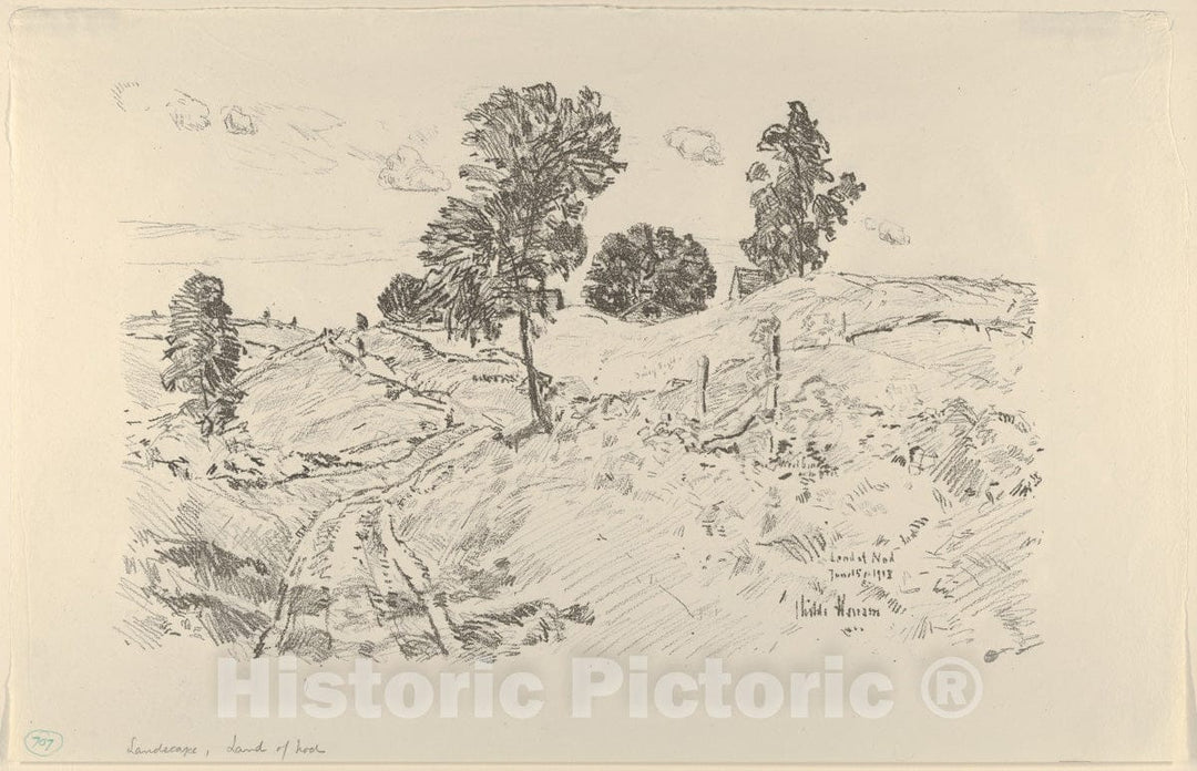 Art Print : Childe Hassam - Landscape, Land of Nod : Vintage Wall Art