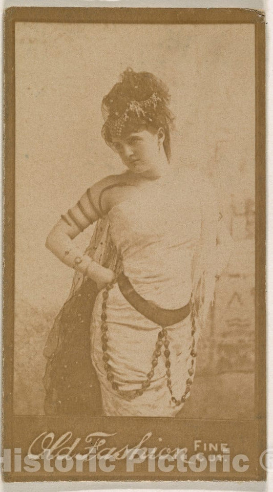 Photo Print : Actress Wearing Costume with Spiral Armband, from The Actresses Series (N664) Promoting Old Fashion Fine Cut Tobacco : Vintage Wall Art