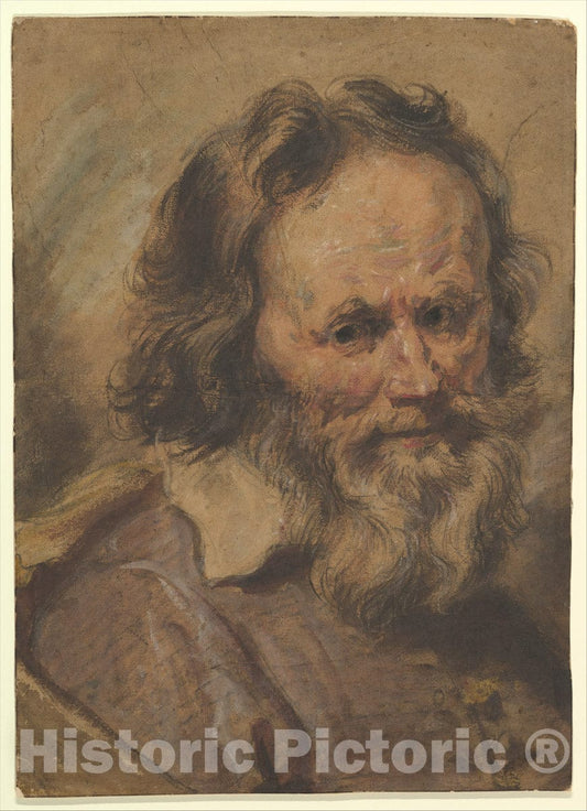 Art Print : Giovanni Serodine - Head of a Bearded Man : Vintage Wall Art